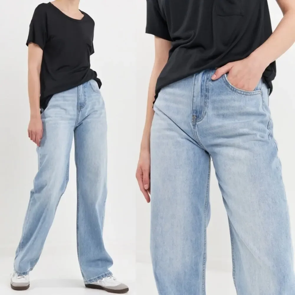 Grey Lab Los Angeles High Waist Medium Wash Wide Leg Jeans Size 30
